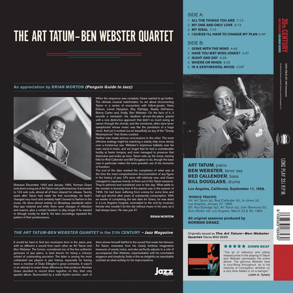 The Art Tatum - Ben Webster Quartet : The Art Tatum - Ben Webster Quartet (LP, Album, Ltd, RE, Red)