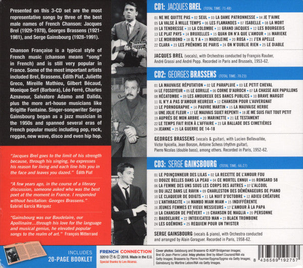 Serge Gainsbourg, Jacques Brel, Georges Brassens : French Connection (3xCD, Comp, Dig)