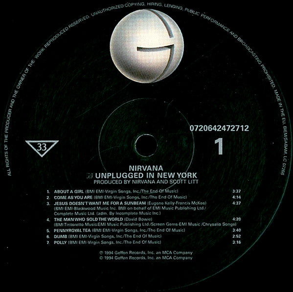 Nirvana : MTV Unplugged In New York (LP, Album, RE, RP, 180)