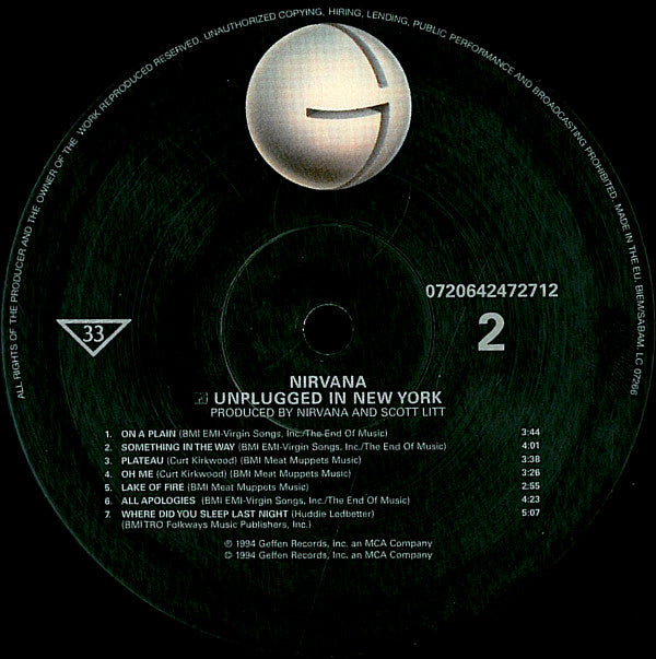 Nirvana : MTV Unplugged In New York (LP, Album, RE, RP, 180)