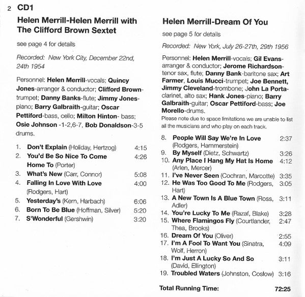 Helen Merrill : Four Classic Albums (2xCD, Comp)