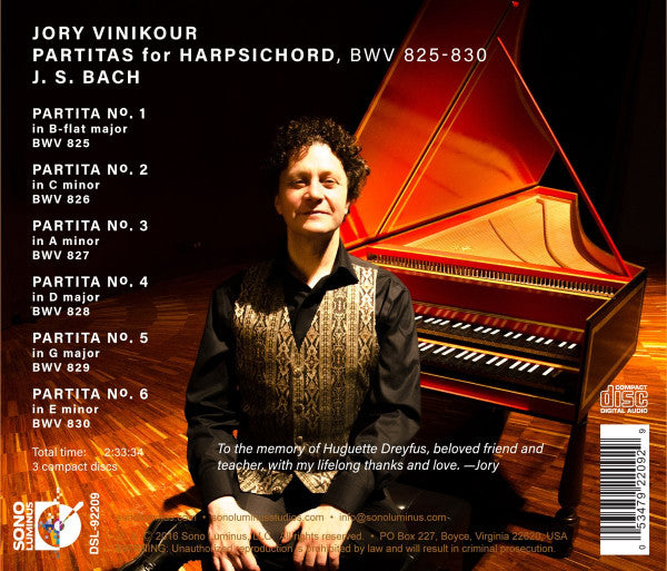 Johann Sebastian Bach, Jory Vinikour : Partitas BWV 825-830 (3xCD)