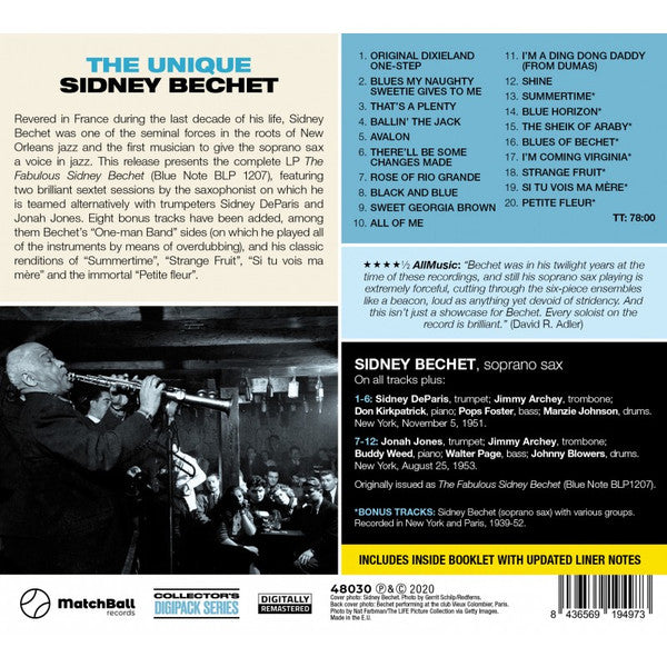 Sidney Bechet : The Unique Sidney Bechet (CD, Album)