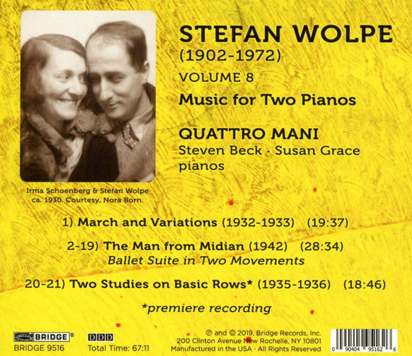 Stefan Wolpe, Quattro Mani : Volume 8: Music For Two Pianos (CD, Album)