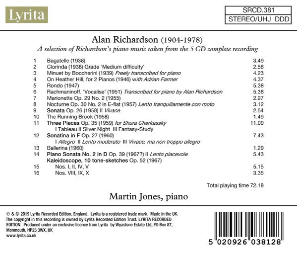 Alan Richardson (2) : Discover the Piano Music Of Alan Richardson (CD, Smplr)