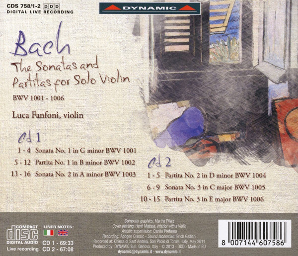 Johann Sebastian Bach, Luca Fanfoni : The Sonatas And Partitas For Solo Violin (2xCD)