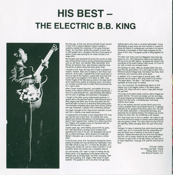 B.B. King : His Best - The Electric B.B. King (CD, Album, RE)