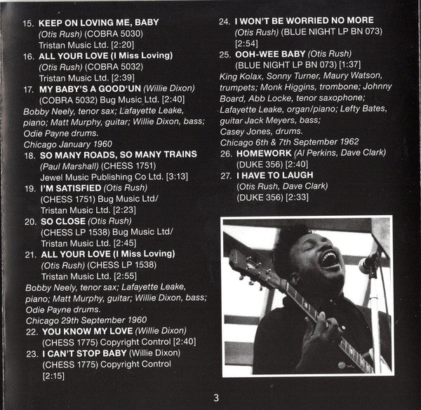 Otis Rush : I Won't Be Worried No More - Otis Rush's Chicago Blues 1956-1962 (CDr, Comp, Mono, RM)