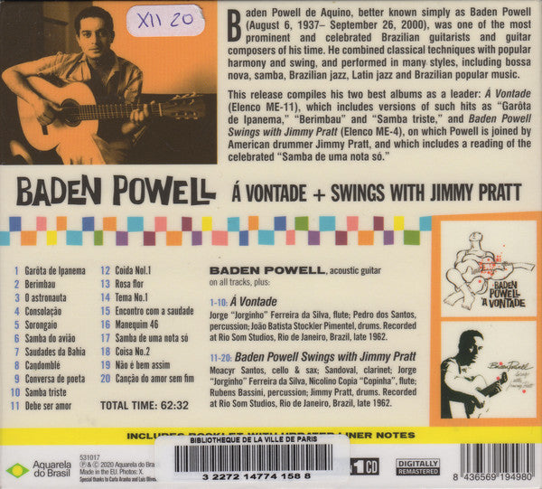Baden Powell : Á Vontade + Swings With Jimmy Pratt (CD, Comp)