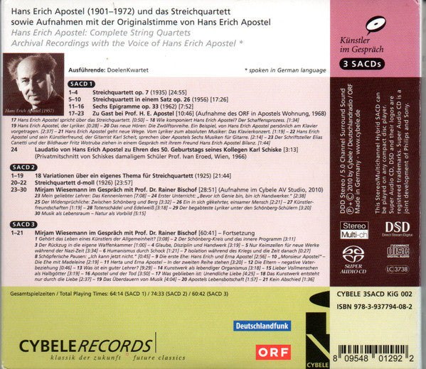 Hans Erich Apostel : Hans Erich Apostel Und Das Streichquartett (3xSACD, Multichannel)