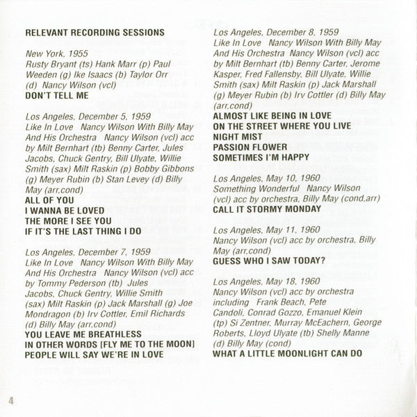 Nancy Wilson : The Early Years 1956-62 (2xCDr, Comp)