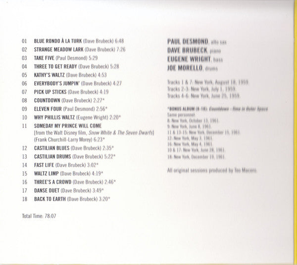 The Dave Brubeck Quartet : Time Out (CD, Comp, RM)