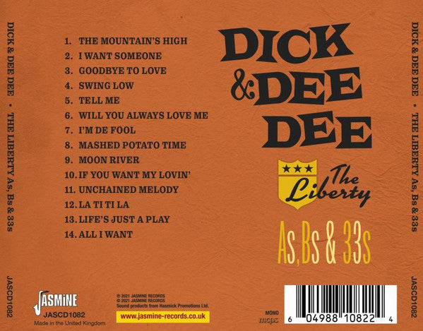 Dick And Dee Dee : The Liberty As, Bs & 33s (CD, Comp, Mono)