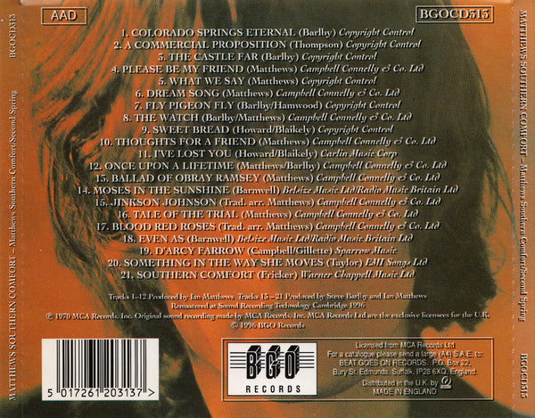 Matthews' Southern Comfort : Matthews' Southern Comfort / Second Spring (CD, Comp, RM)
