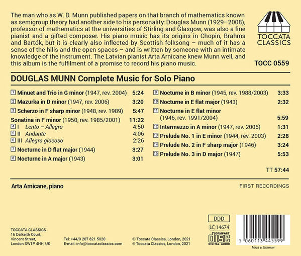 Douglas Munn - Arta Arnicane : Complete Music For Solo Piano (CD, Album)