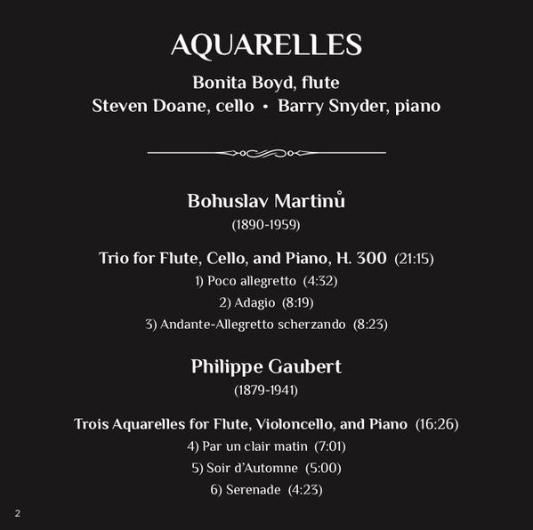Bohuslav Martinů, Philippe Gaubert (2), Jean-Michel Damase, Carl Maria von Weber, Bonita Boyd, Steven Doane, Barry Snyder : Aquarelles (CD, Album)