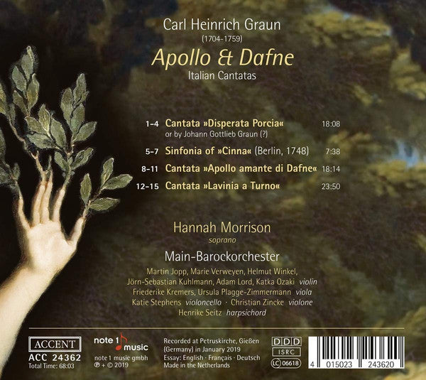 Carl Heinrich Graun - Hannah Morrison, Main-Barockorchester Frankfurt : Apollo Et Dafne (Italian Cantatas) (CD)