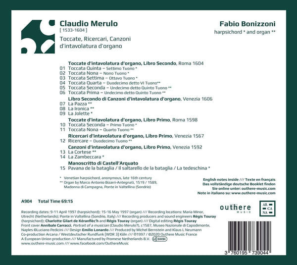 Claudio Merulo - Fabio Bonizzoni : Toccate, Ricercari, Canzoni D'Intavolatura D'Organo (CD, Album, RE)