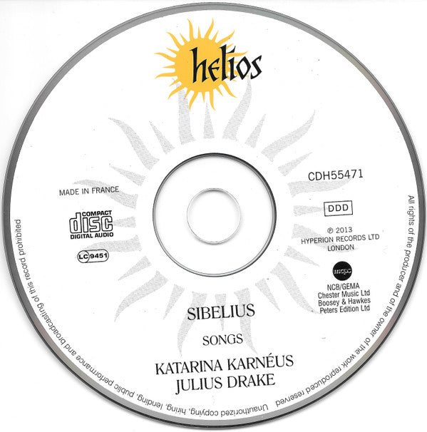 Jean Sibelius - Katarina Karnéus, Julius Drake : Sibelius Songs (CD, Album, RE)