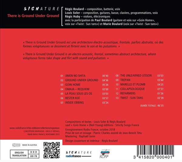 Régis Boulard, Louis Soler : There Is Ground Under Ground (CD, Album)