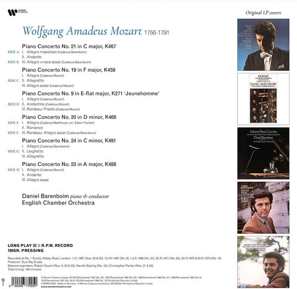 Daniel Barenboim, English Chamber Orchestra : Mozart Piano Concertos : Nos. 9, 19, 20, 21, 23 & 24 (4xLP, Album, Comp, RM, 180)