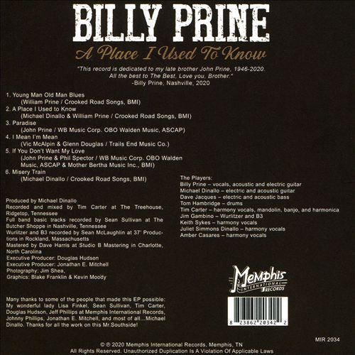 Billy Prine : A Place I Used to Know (CD, EP)