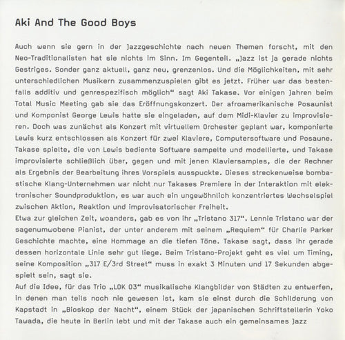 Aki And The Good Boys : Live At Willisau Jazz Festival (CD, Album)