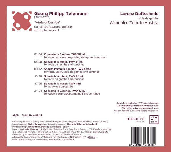Georg Philipp Telemann - Lorenz Duftschmid, Armonico Tributo : Viola da Gamba (CD, Album, RE)