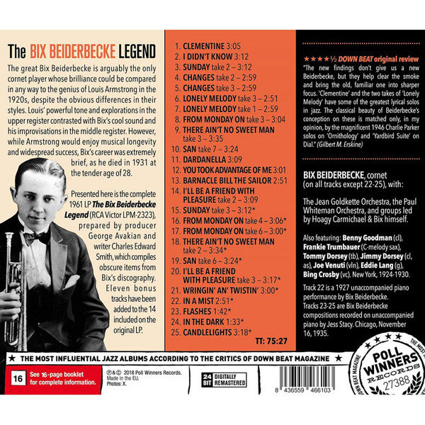 Bix Beiderbecke : The Bix Beiderbecke Legend (CD, Comp, Mono, RM)