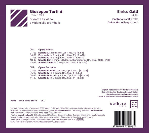 Giuseppe Tartini - Enrico Gatti, Gaetano Nasillo, Guido Morini : Suonate A Violino E Violoncello O Cimbalo  (2xCD, Album, RE)