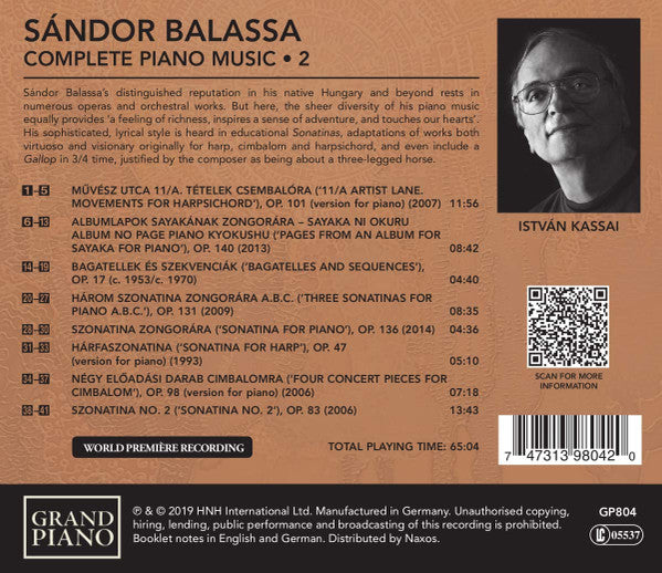 Sándor Balassa, Kassai István : Complete Piano Music • 2 (CD)