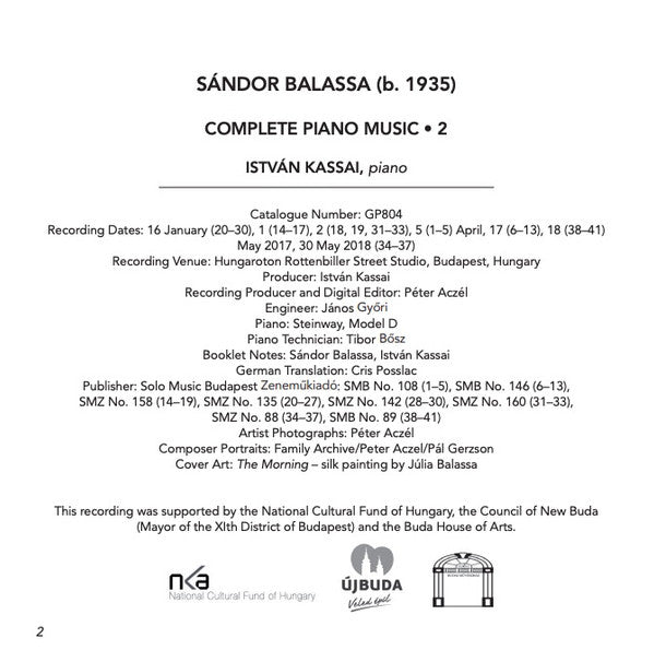 Sándor Balassa, Kassai István : Complete Piano Music • 2 (CD)