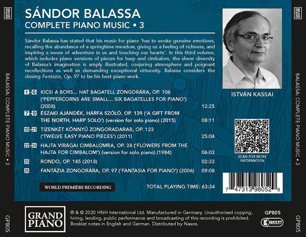 Sándor Balassa, Kassai István : Complete Piano Music • 3 (CD)