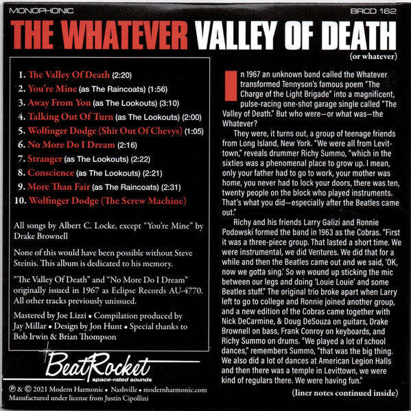 The Whatever : Valley Of Death (Or Whatever) (CD, Comp)