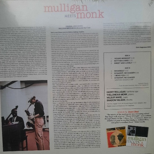 Thelonious Monk And Gerry Mulligan : Mulligan Meets Monk (LP, Album, Ltd, RE)