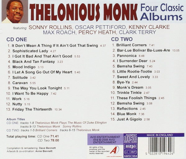 Thelonious Monk : Four Classic Albums (2xCD, Comp, RM)