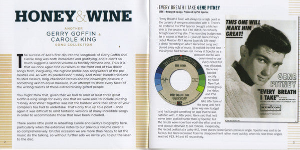 Goffin And King : Honey & Wine (Another Gerry Goffin & Carole King Song Collection) (CD, Comp, Mono)