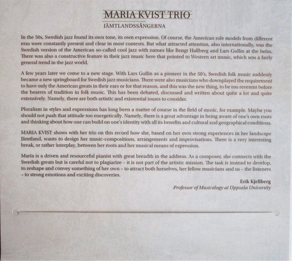 Maria Kvist Trio : Jämtlandssångerna (CD, Album)