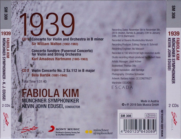 Fabiola Kim, Münchner Symphoniker, Kevin John Edusei : 1939 (CD)