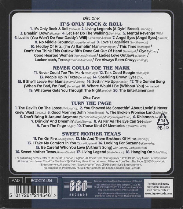 Waylon Jennings : It’s Only Rock & Roll / Never Could Toe The Mark / Turn The Page / Sweet Mother Texas (2xCD, Comp, RM)