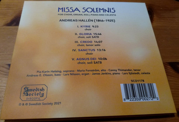 Andreas Hallén, The Erik Westberg Vocal Ensemble : Missa Solemnis (CD, Album)