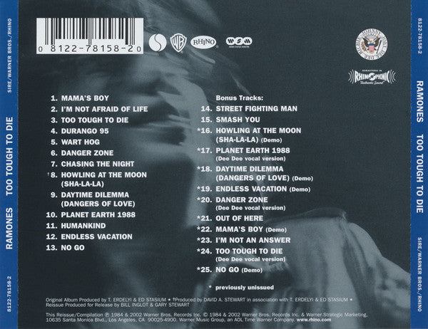 Ramones : Too Tough To Die (CD, Album, RE, RM)