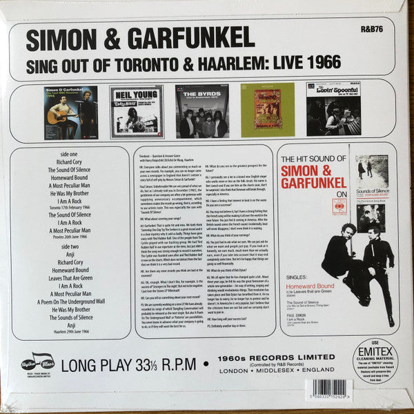 Simon & Garfunkel : Sing Out Of Toronto & Haarlem: Live 1966 (LP, Unofficial)