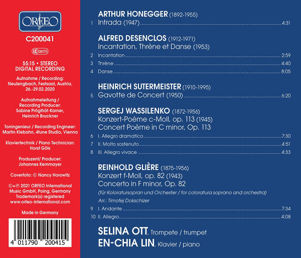 Selina Ott, En-Chia Lin, Arthur Honegger, Reinhold Glière, Сергей Василенко, Alfred Desenclos, Heinrich Sutermeister : Selina Ott (CD, Album)