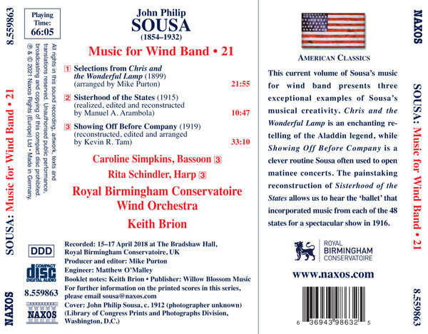 John Philip Sousa, Royal Birmingham Conservatoire Symphony Orchestra, Keith Brion : Music For Wind Band • 21 (CD, Album)