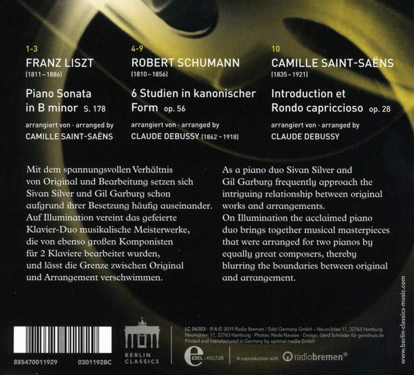 Silver-Garburg Piano Duo - Franz Liszt / Robert Schumann / Claude Debussy / Camille Saint-Saëns : Illumination (CD, Album)