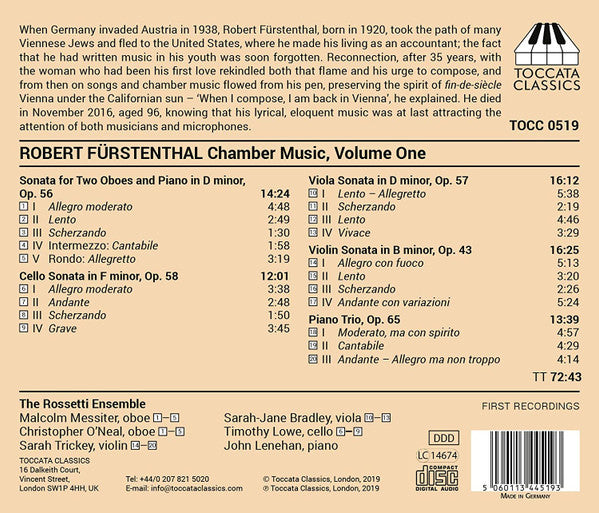 Robert Fürstenthal - The Rossetti Ensemble : Chamber Music, Volume One (CD, Album)