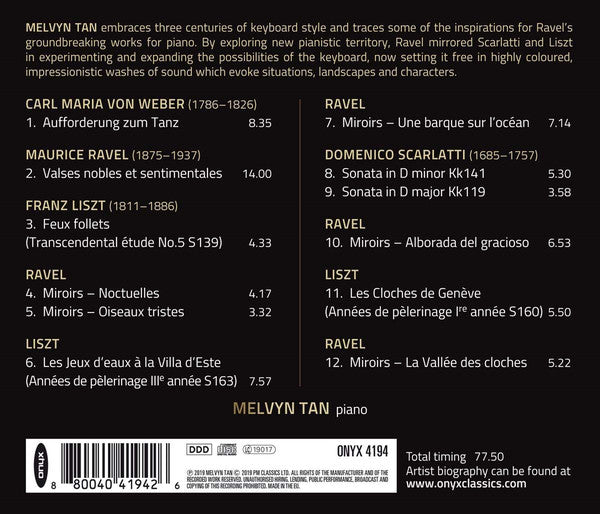 Melvyn Tan, Maurice Ravel, Franz Liszt, Carl Maria von Weber : Miroirs (CD, Album)