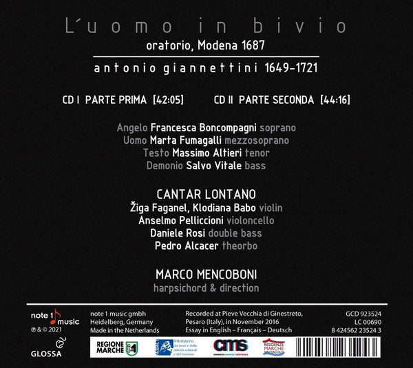 Antonio Giannettini - Cantar Lontano, Marco Mencoboni : L'uomo In Bivio (2xCD)