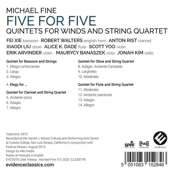 Michael Fine : Five for Five (Chamber Music) (CD, Album, Dig)